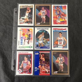SHEET OF 9 HOF JOHN STOCKTON CARDS