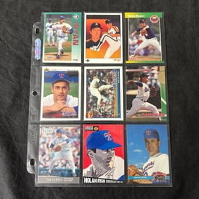 SHEET OF 9 HOF NOLAN RYAN CARDS