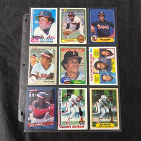 SHEET OF 9 HOF ROD CAREW CARDS