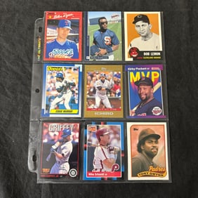 SHEET OF 9 HOF STAR BASEBALL CARDS