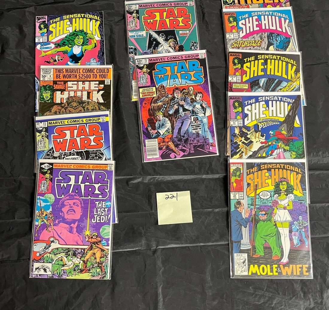 Marvel Comic Book Lot w/Star Wars & She-Hulk: Please look at pictures carefully to determine what you believe are the condition of each lot. We offer in person or virtual previews and we can take additional pictures, or answer questions about any