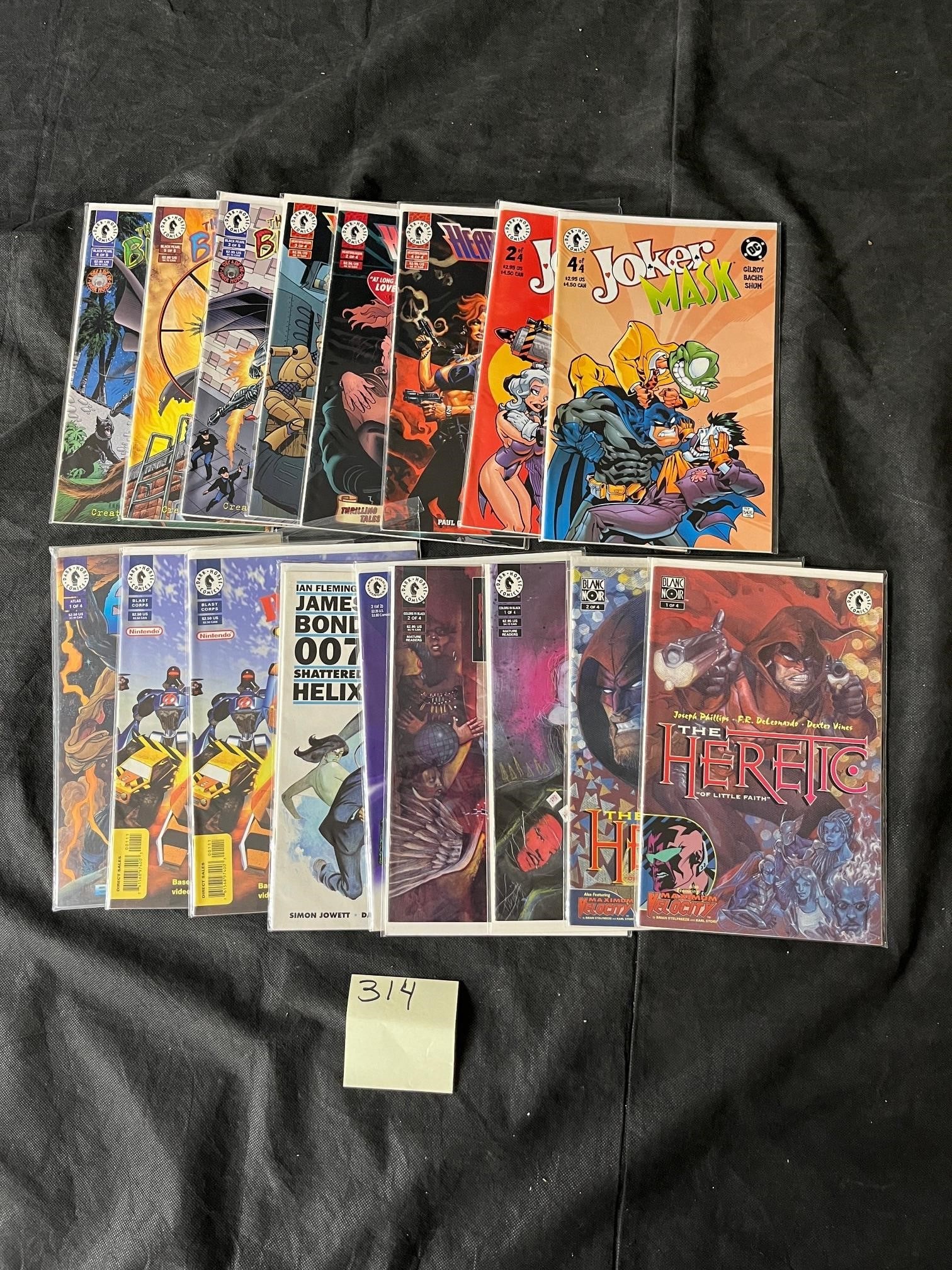 Mix of Dark Horse Comics w/Joker Mask: Please look at pictures carefully to determine what you believe are the condition of each lot. We offer in person or virtual previews and we can take additional pictures, or answer questions about any