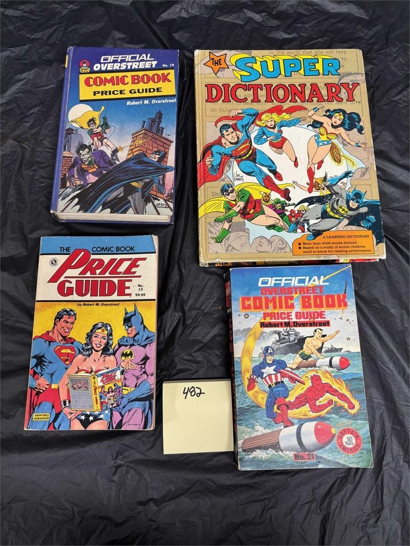 Vintage Super Dictionary & Overstreet Price Guides: Please look at pictures carefully to determine what you believe are the condition of each lot. We offer in person or virtual previews and we can take additional pictures, or answer questions about any