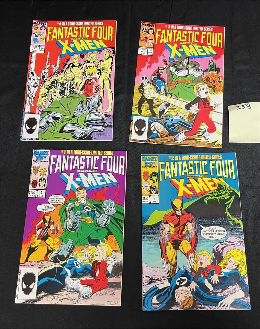 Fantastic Four vs X-men 1-4: We offer in person or virtual previews of auction lots up until the day before the auction. All items are sold as is. Please look at pictures carefully to determine what you believe are the condition 