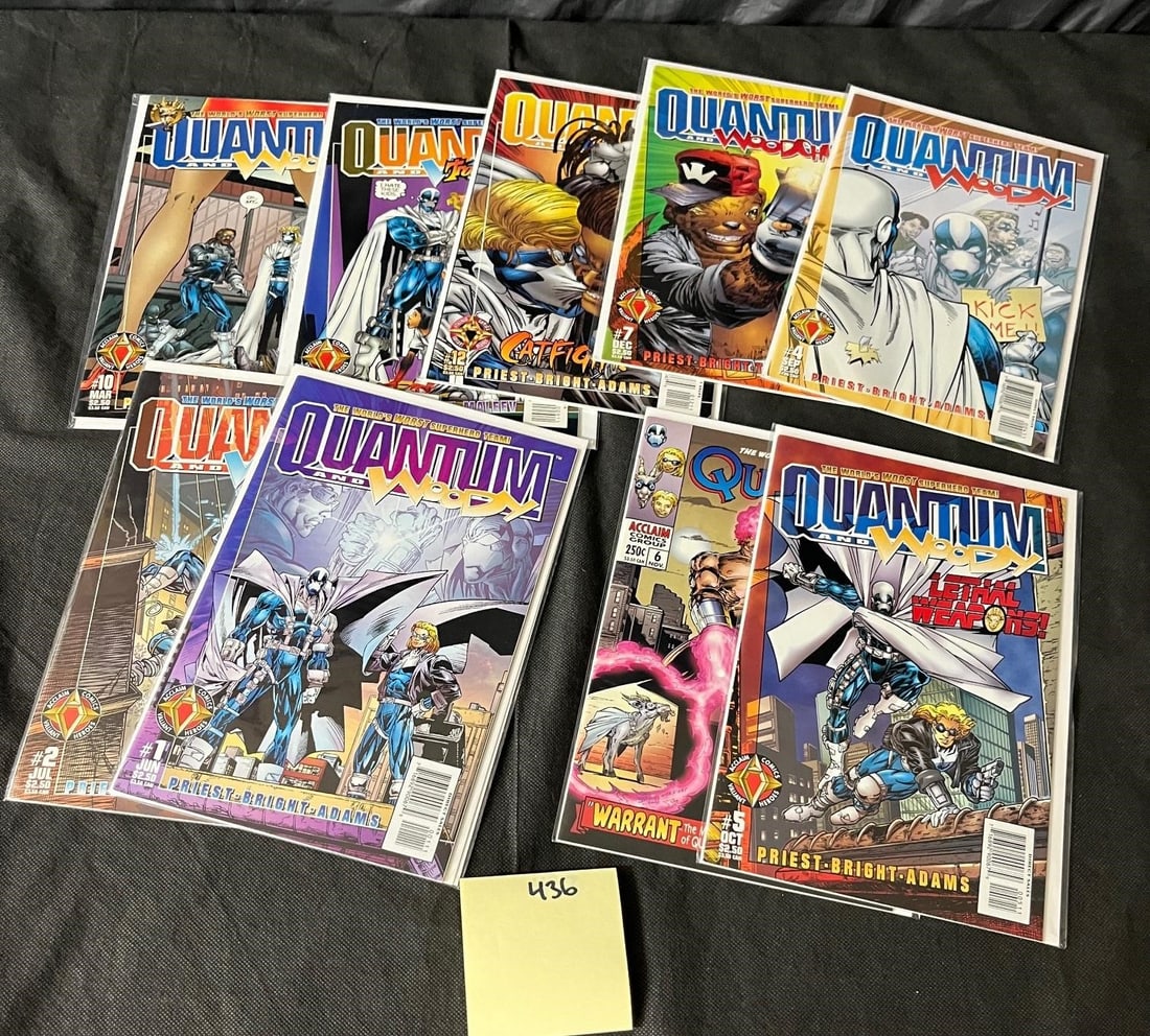 Quantum & Woody Comic Books: We offer in person or virtual previews of auction lots up until the day before the auction. All items are sold as is. Please look at pictures carefully to determine what you believe are the condition