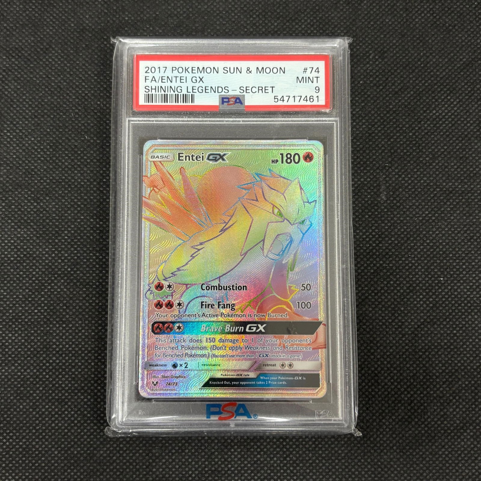 PSA 9 Entei GX Rainbow Secret Rare (1 of 2)