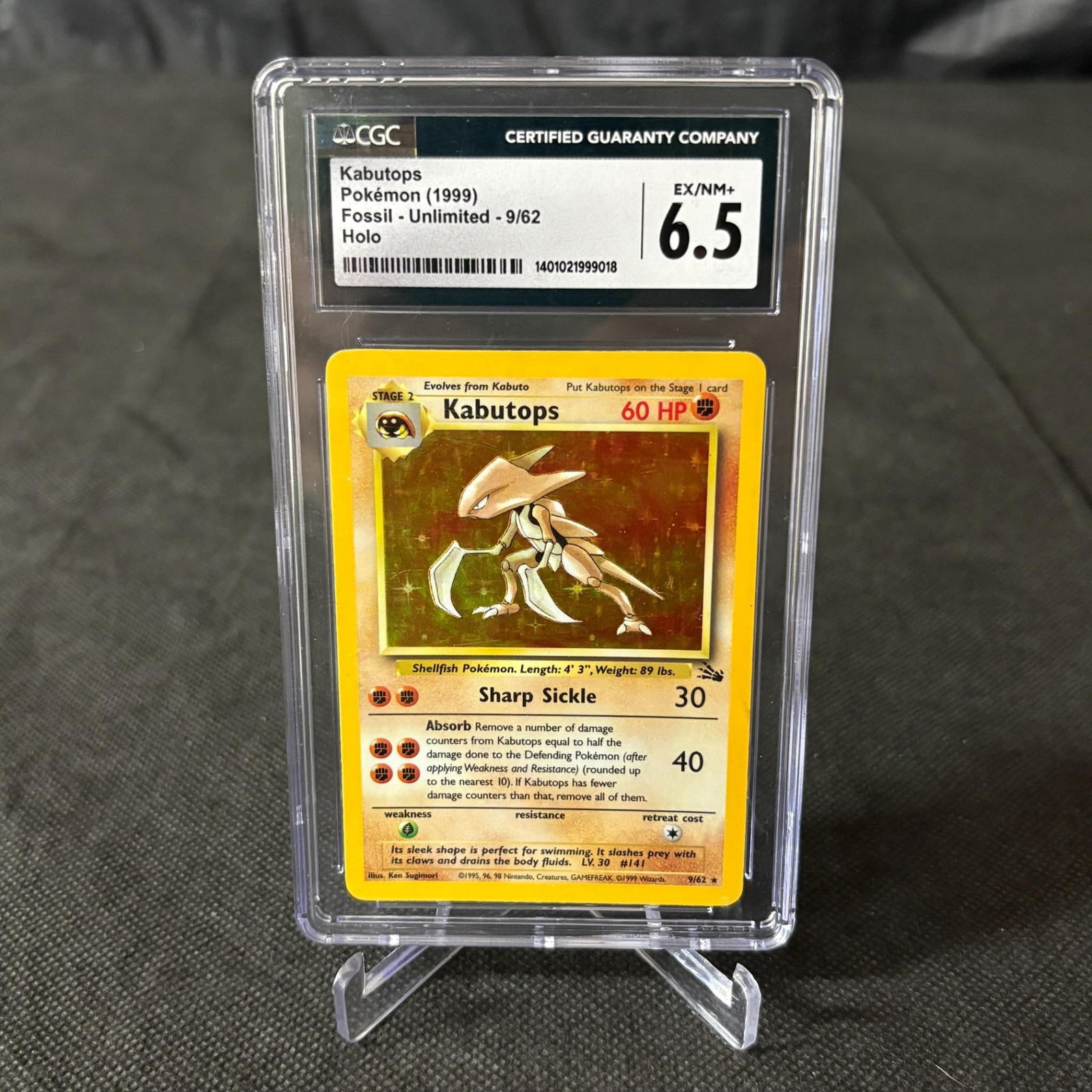 CGC 6.5 Kabutops Holo, Fossil Set: CGC 6.5 Kabutops #9 Holo Fossil Unlimited Vintage Pokemon Card. We offer in person or virtual previews of auction lots up until the day before the auction. All items are sold as is. Please look at pic