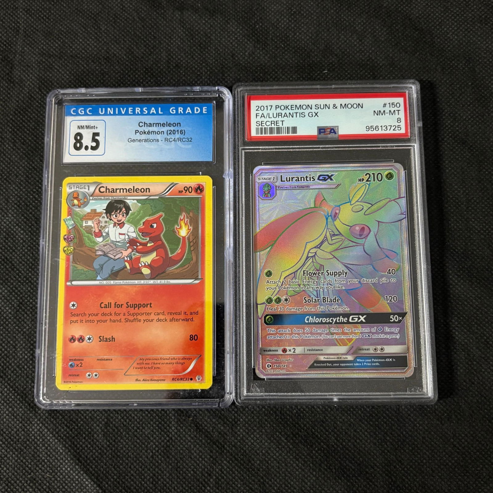 CGC 8.5 Charmeleon, PSA 8 Lurantis GX Rainbow (1 of 2)