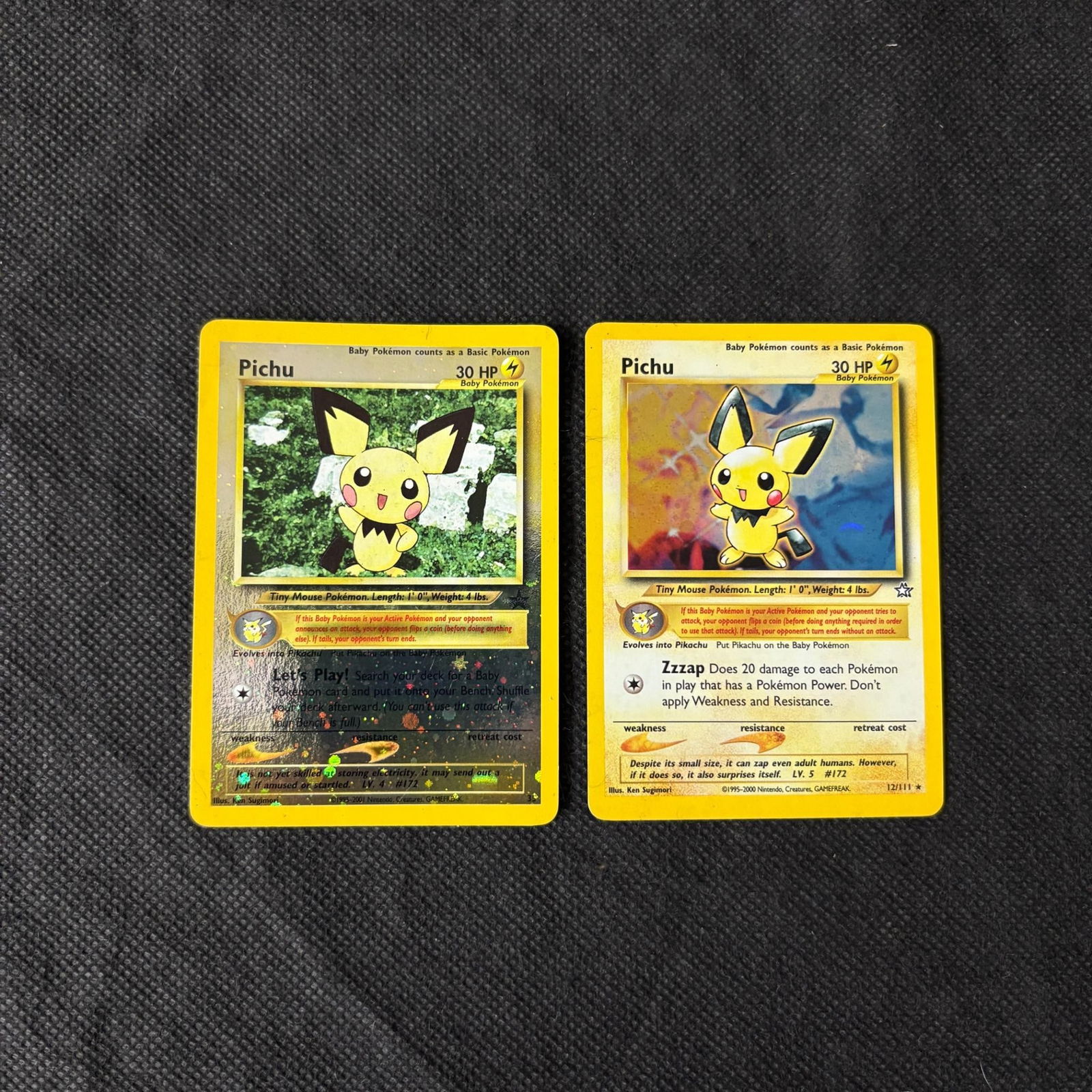 Vintage Pichu Pokemon Cards, Black Star Promo +: Pichu #35 Reverse Foil WOTC Black Star Promo, Pichu #12 Holo Neo Genesis. Vintage Pokemon Cards. We offer in person or virtual previews of auction lots up until the day before the auction. All items a