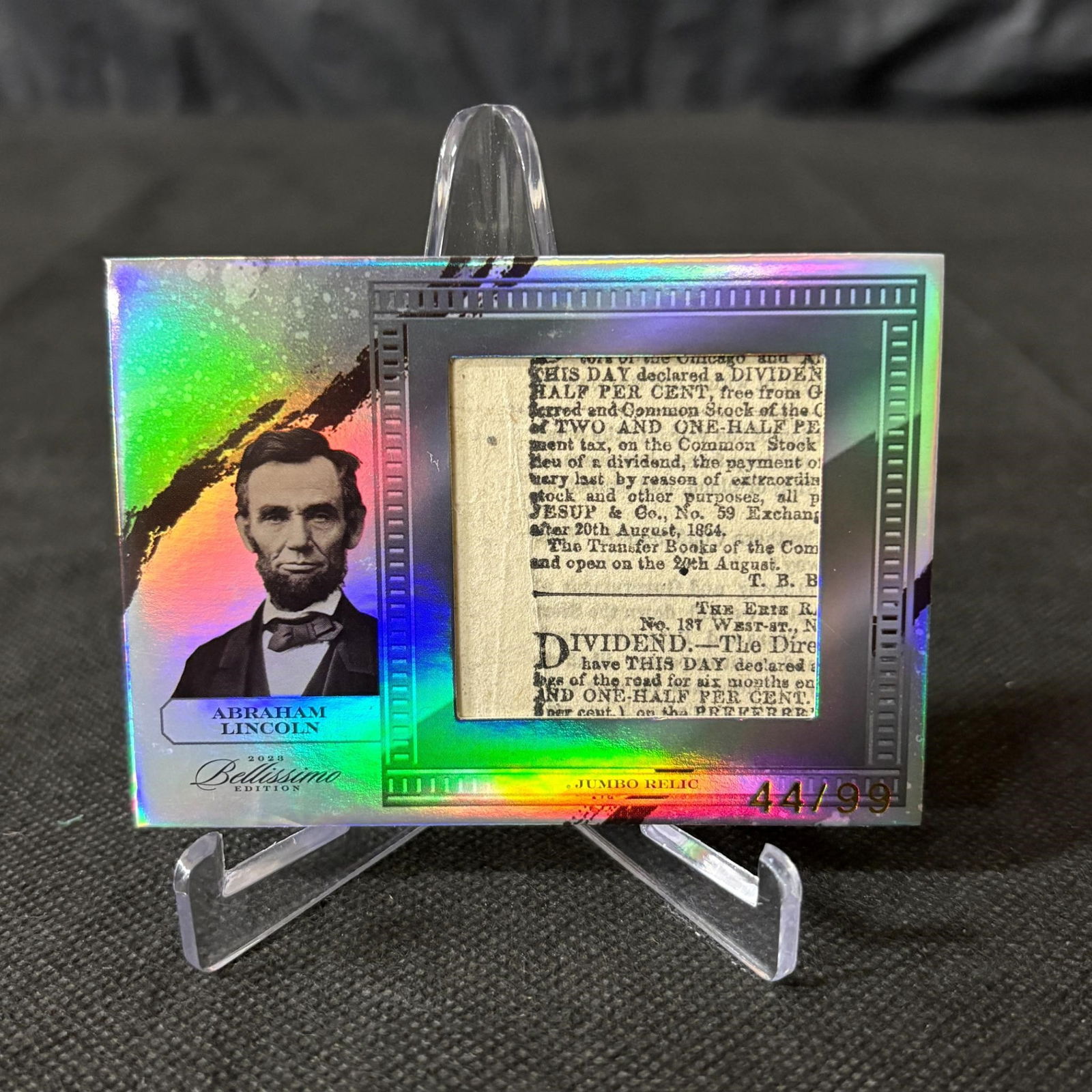 Abraham Lincoln Jumbo Relic #/99 (1 of 2)