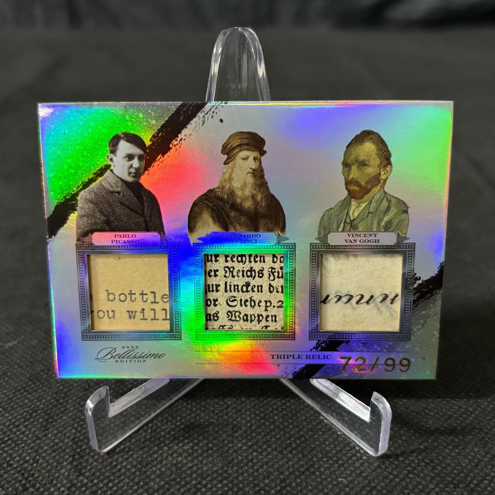 Picasso, Da Vinci, Van Gogh Triple Relic Card #/99 (1 of 2)