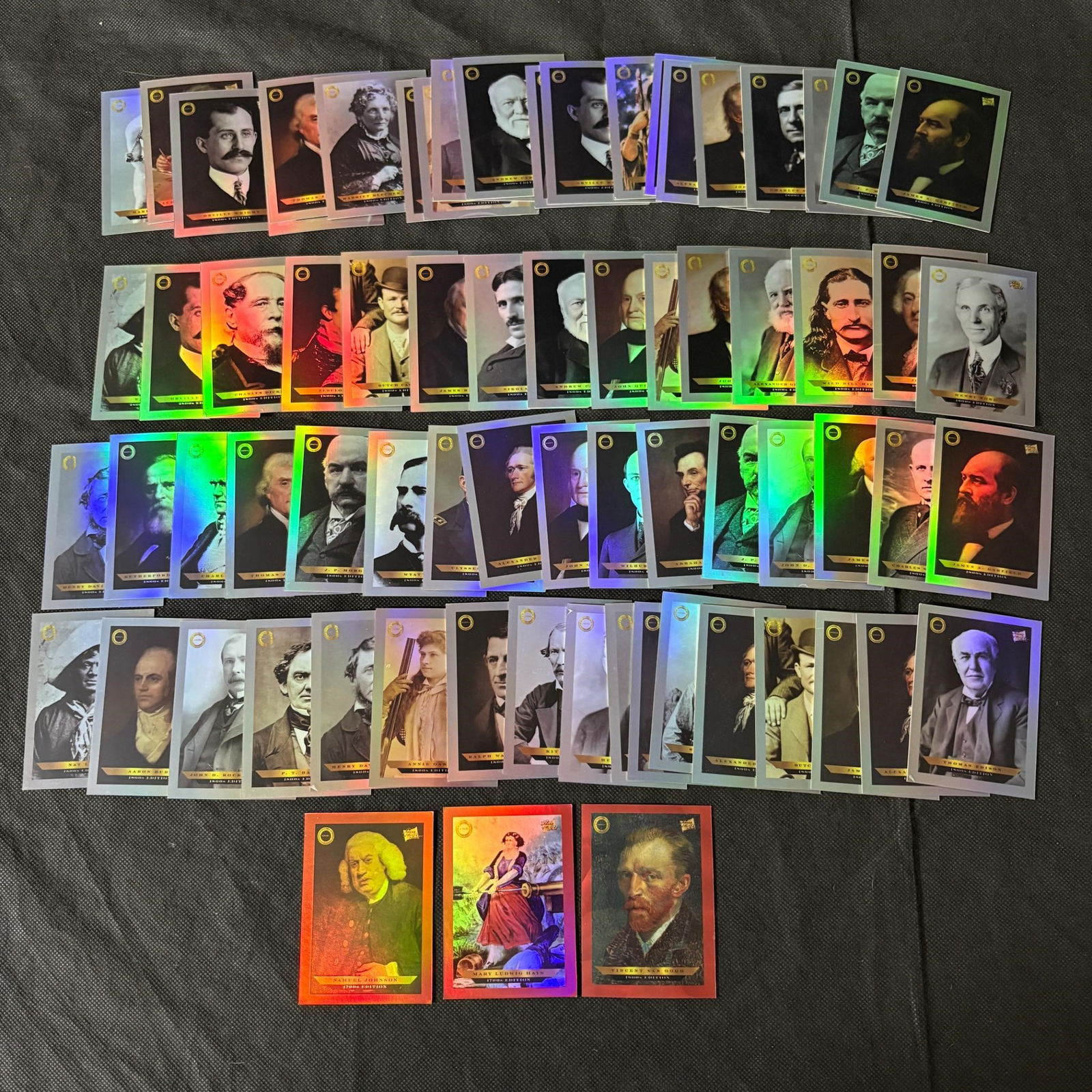 Large lot of Pieces of the Past Cards, #ed Cards: Large lot of Pieces of the past Base Cards, includes Samuel Johnson #/50, Mary Ludwig #/50, and Vincent Van Gogh #/25. We offer in person or virtual previews of auction lots up until the day before th