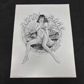 Steve Woron Signed Betty Page Art Print #/100