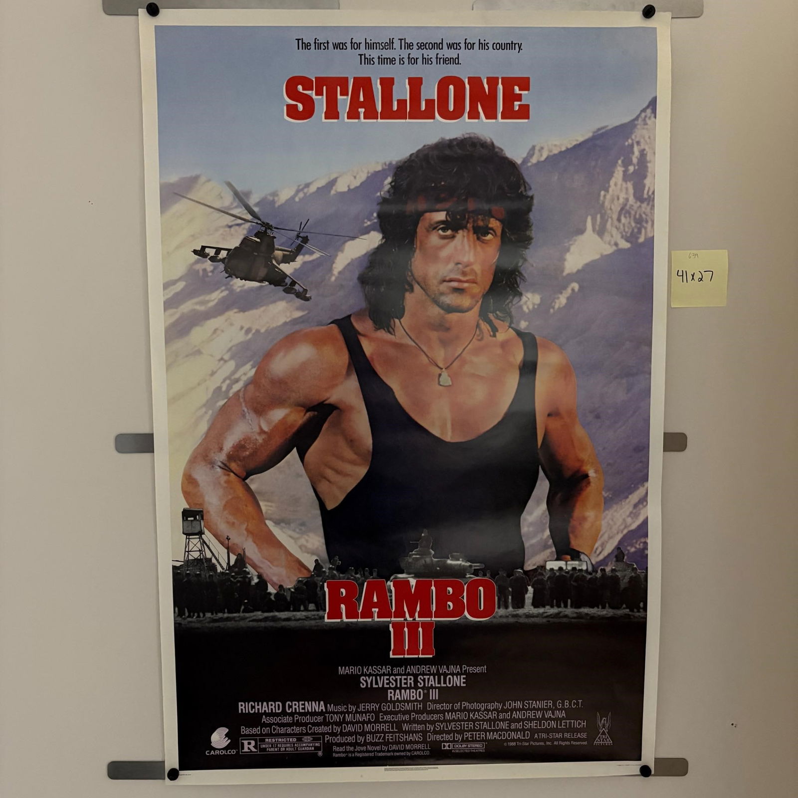 Rambo Part 3 Original 1988 Movie Poster (1 of 2)