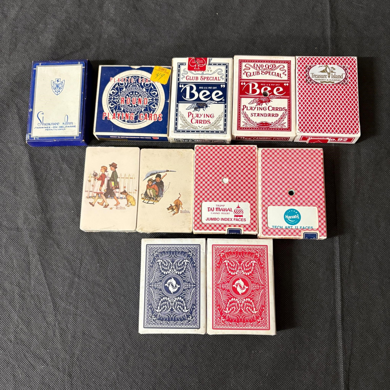 Lot of Vintage Playing Card Decks: Includes Two Sealed Decks of Cards. We offer in person or virtual previews of auction lots up until the day before the auction. All items are sold as is. Please look at pictures carefully to determine