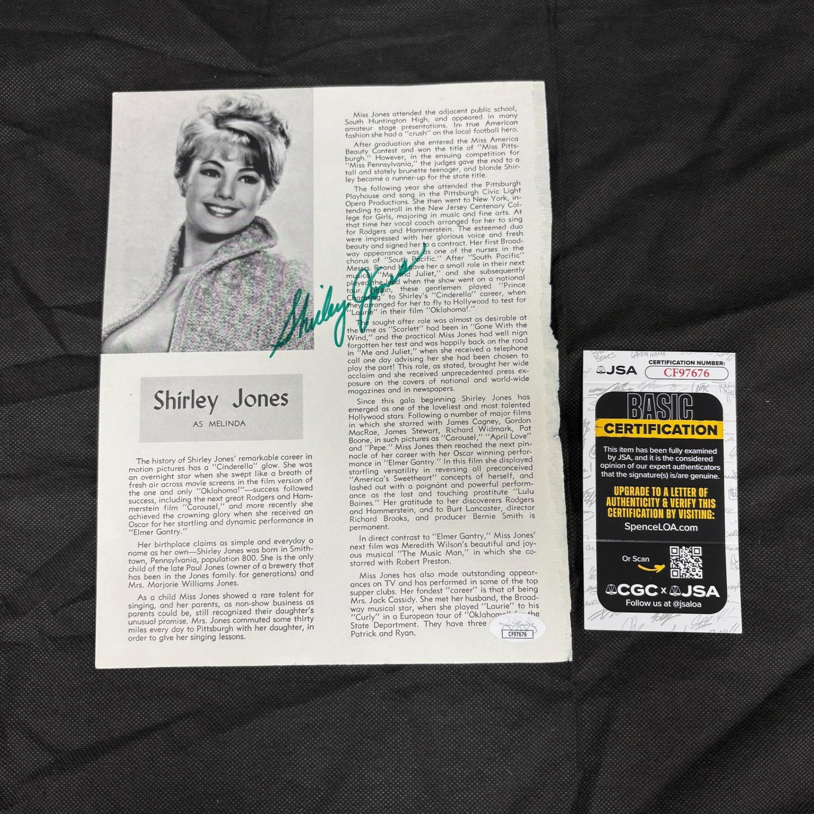 Shirley Jones Signed Magazine Page, JSA COA (1 of 2)