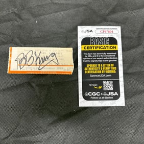 BB King Signed Concert Ticket, JSA COA