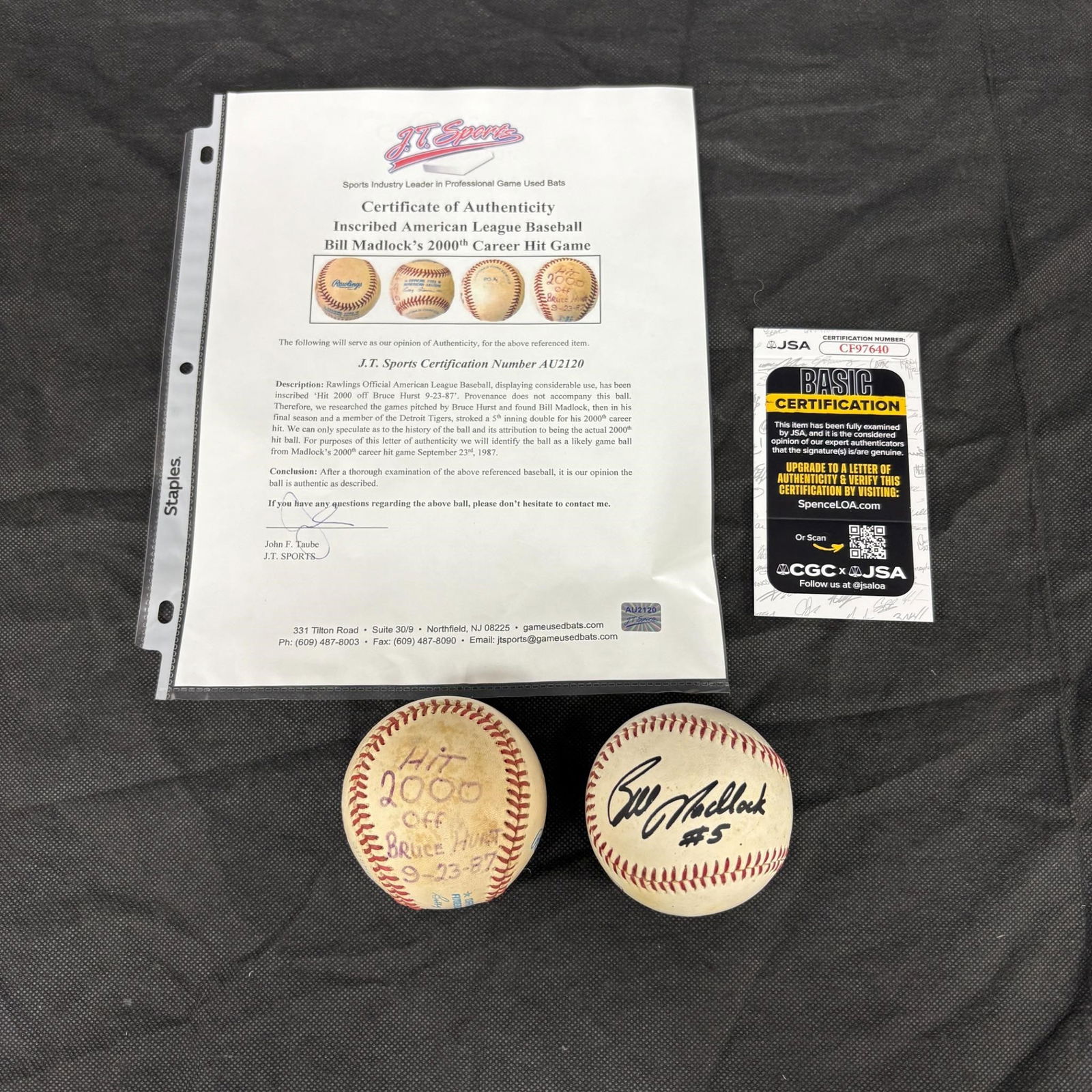 Bill Madlock 2000th Career Hit Ball, Sig Ball COA (1 of 4)