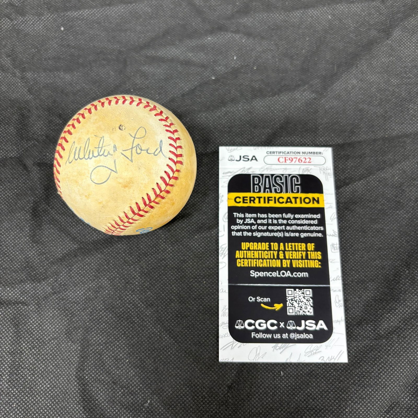 Whitey Ford Signed Baseball, JSA COA: Whitey Ford Signed American League Baseball Rawlings JSA COA. We offer in person or virtual previews of auction lots up until the day before the auction. All items are sold as is. Please look at pictu