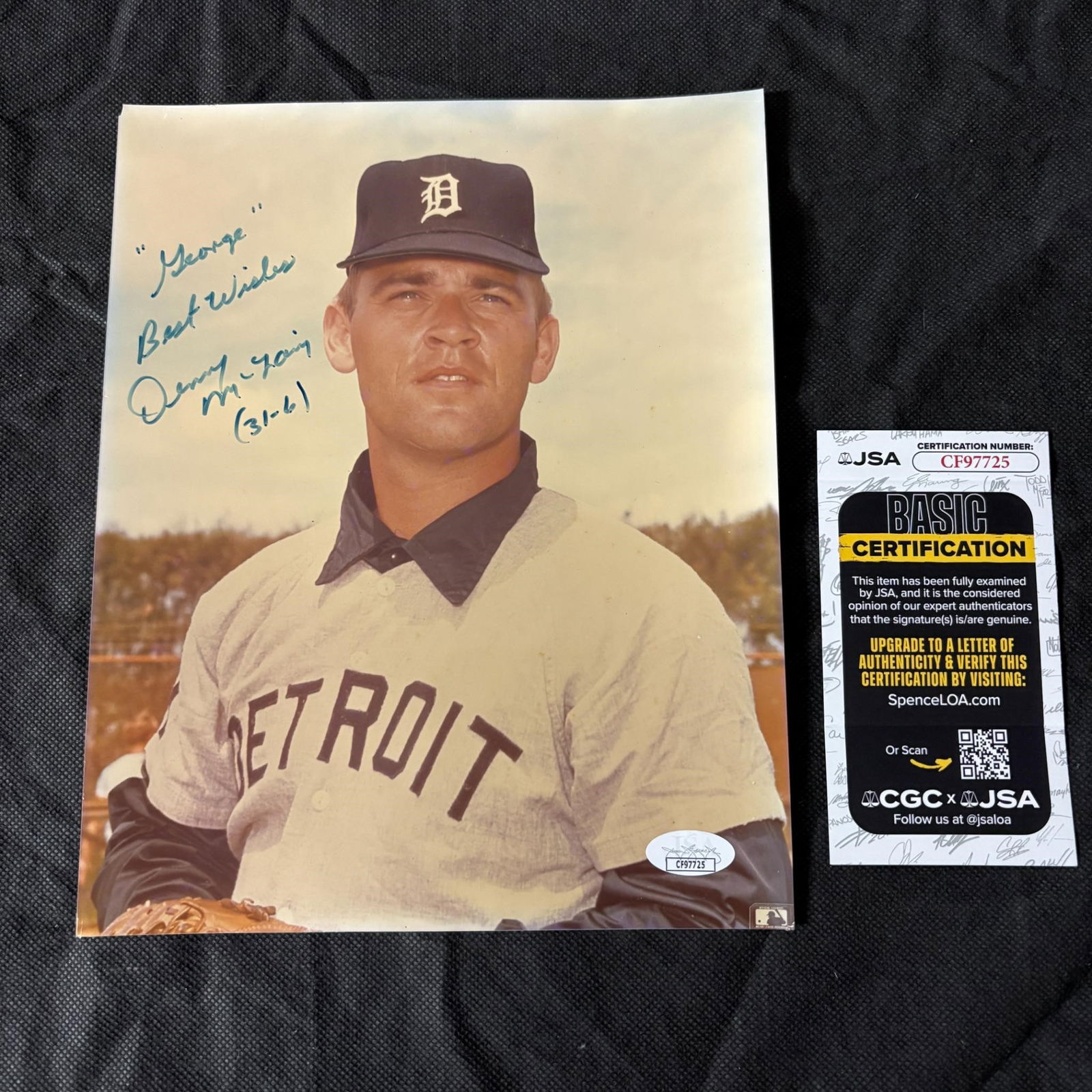 Denny McLain Signed Photo, JSA COA (1 of 3)
