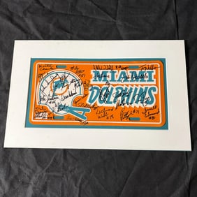 Miami Dolphins Signed License Plate, Multi Sig