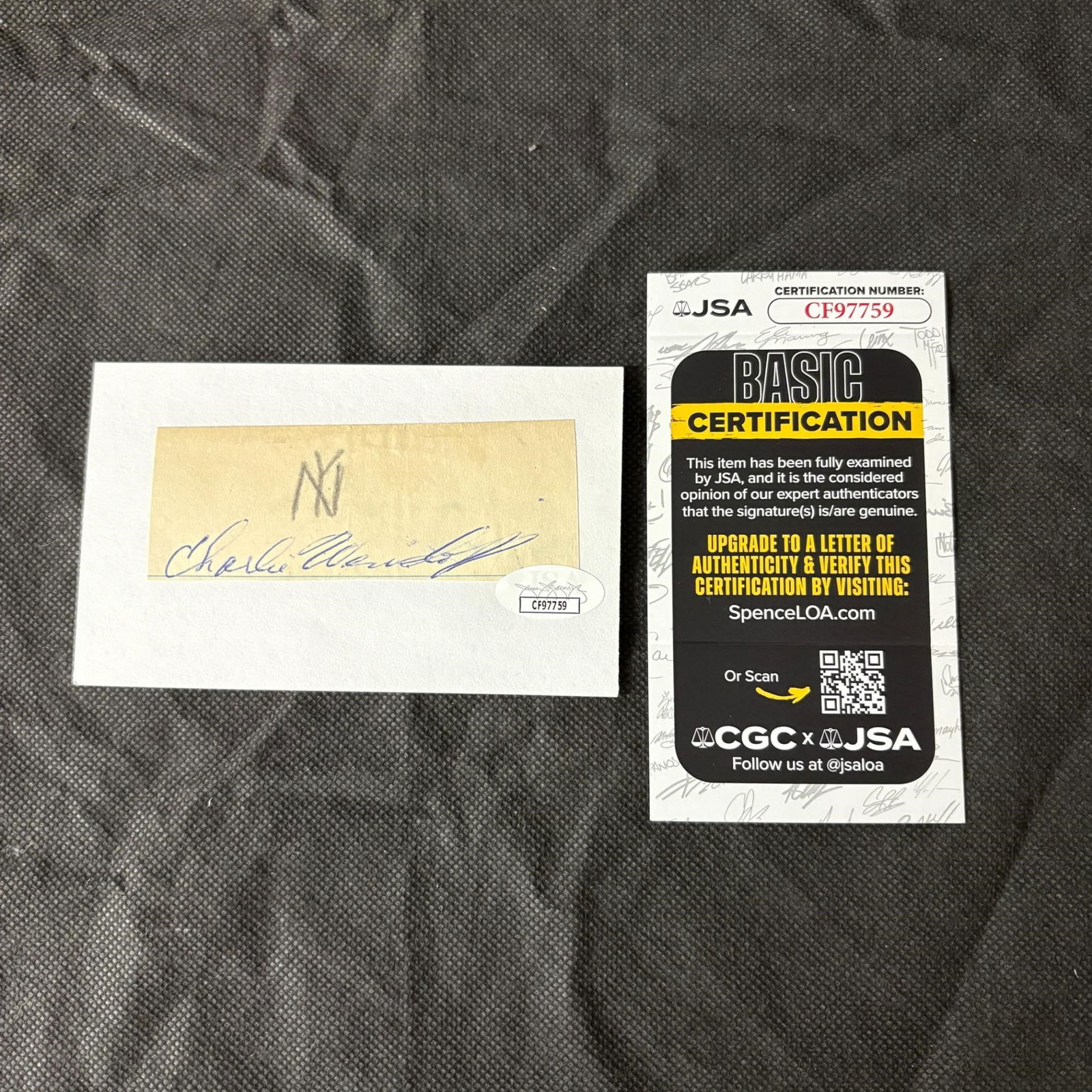 Charlie Maxwell Signed Cut, JSA COA (1 of 2)