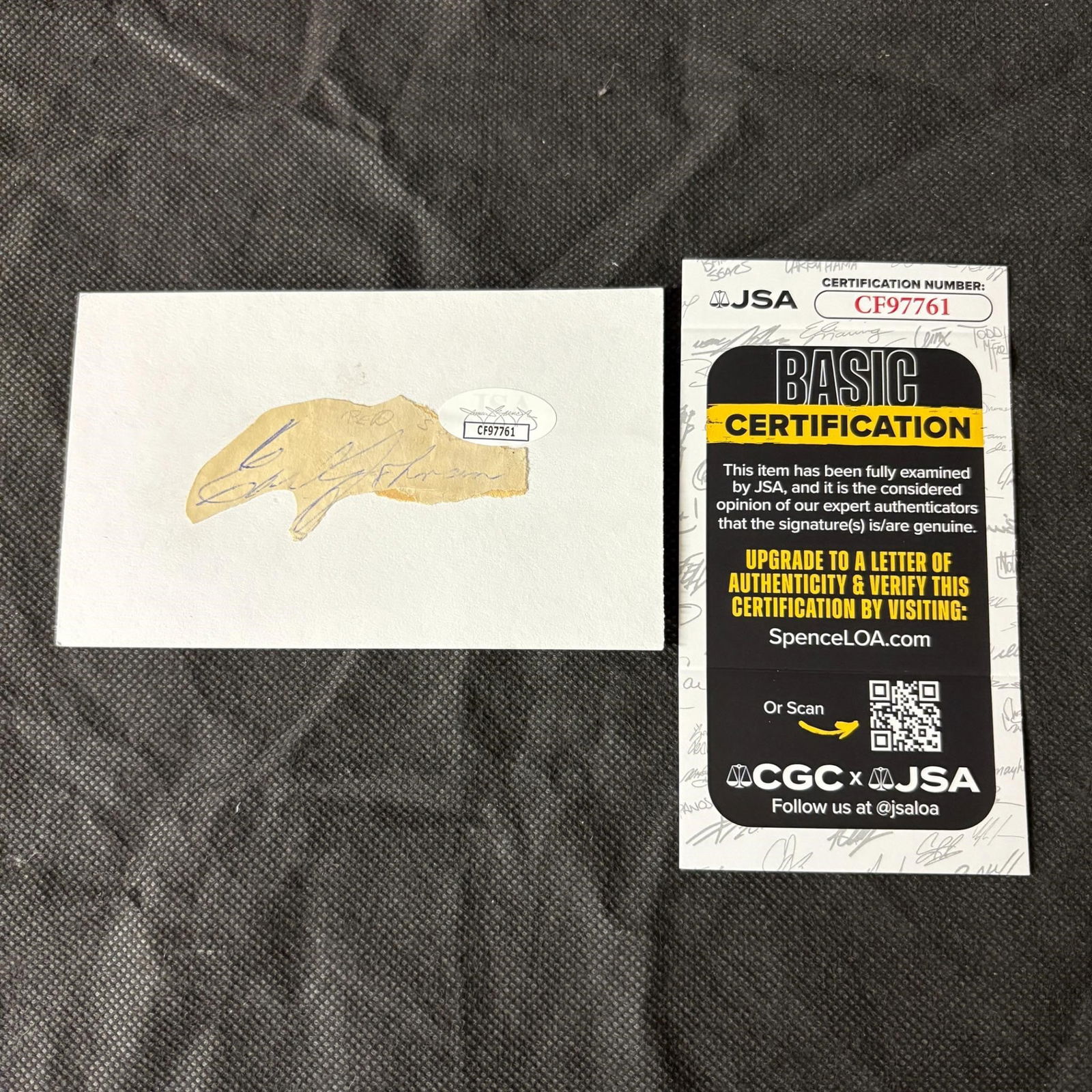 Earl Johnson Signed Cut, JSA COA (1 of 2)