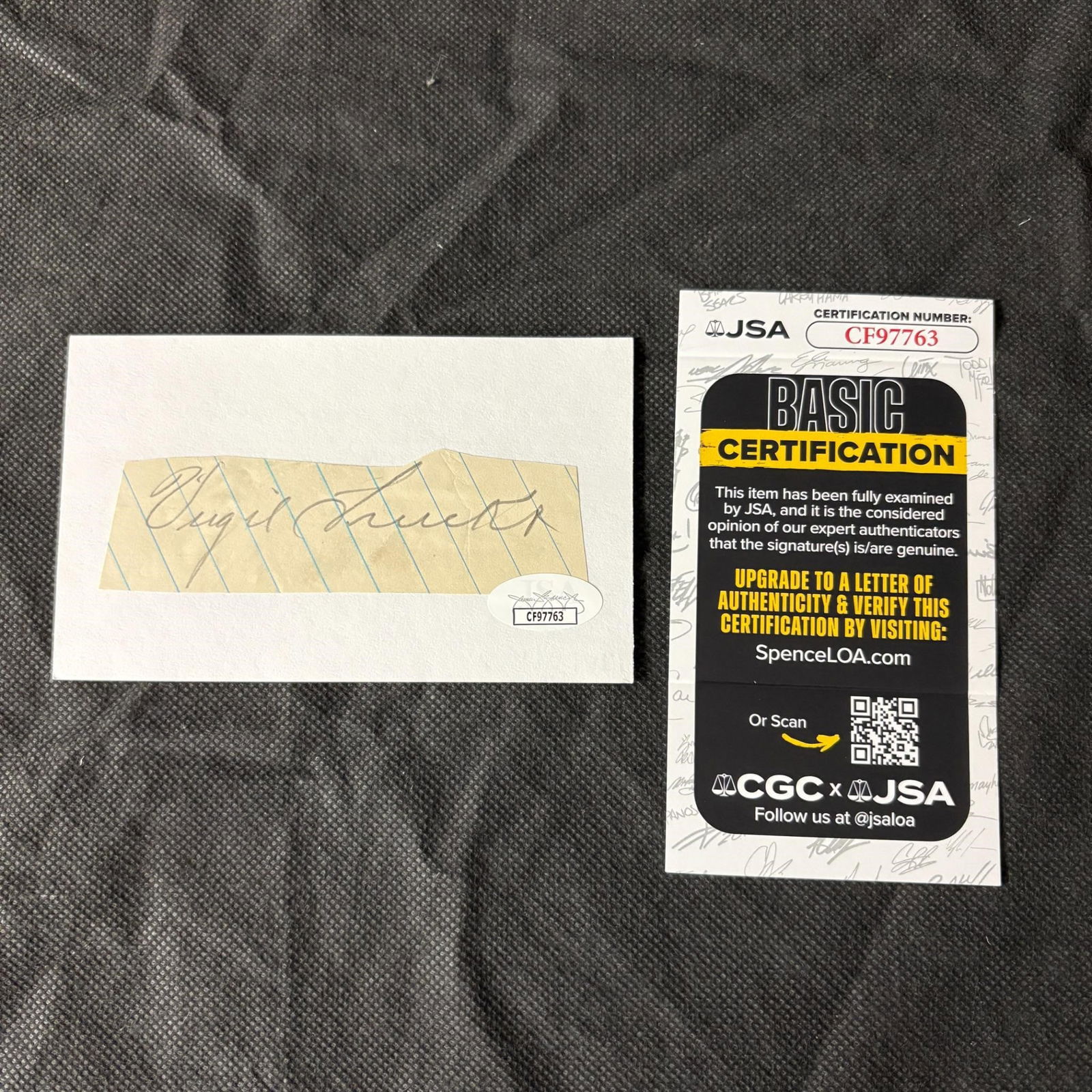 Virgil Trucks Signed Cut, JSA COA (1 of 2)