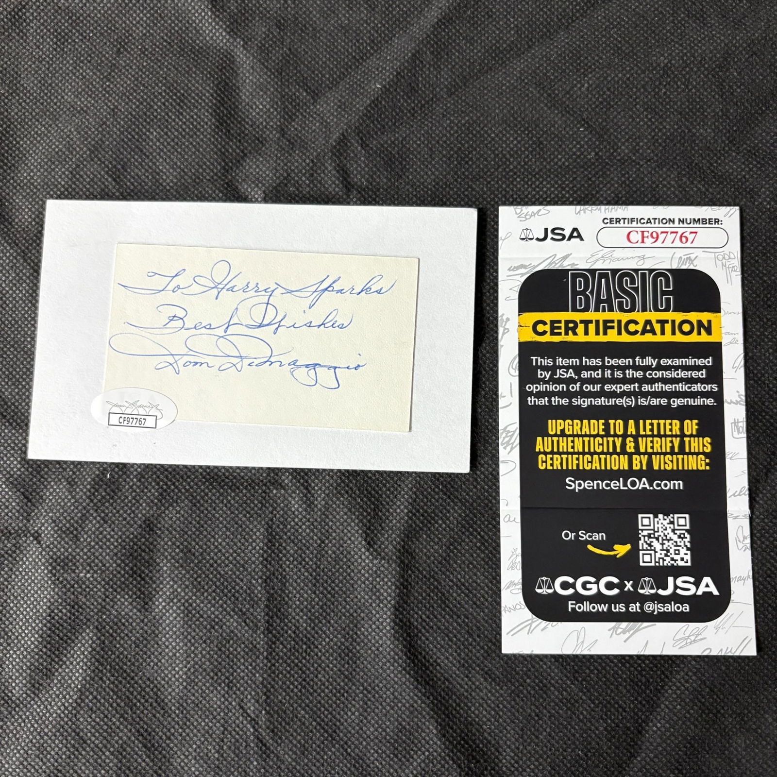 Dom Dimaggio Signed Cut, JSA COA (1 of 2)