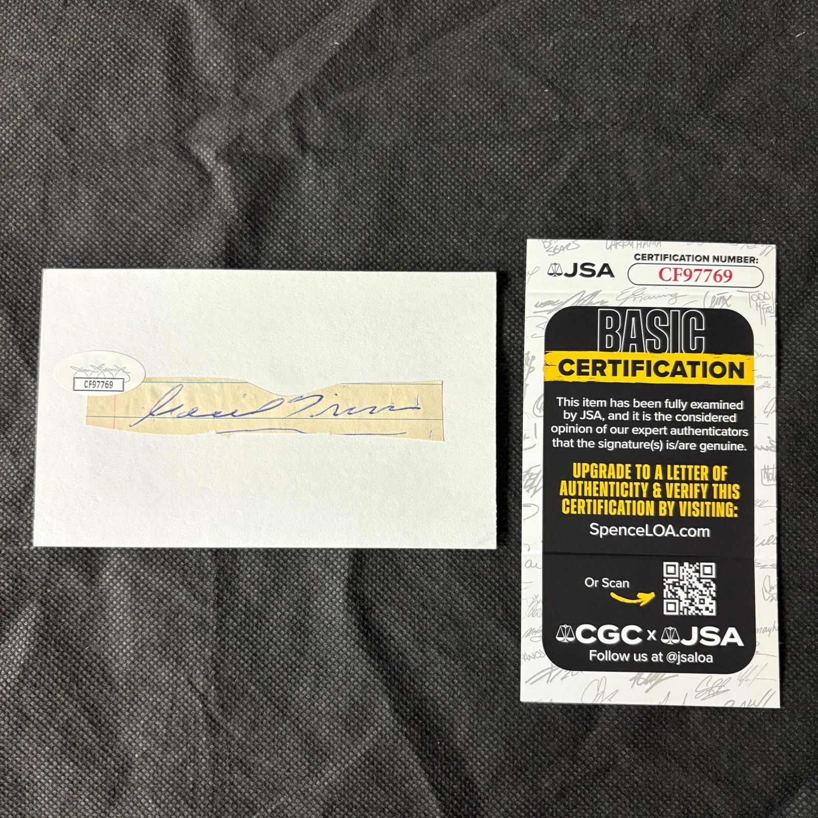 Cecil Travis Signed Cut, JSA COA (1 of 2)