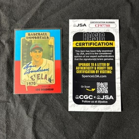 Lou Boudreau Signed Baseball Card, JSA COA