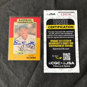 Bill Dickey Signed Baseball Card, JSA COA