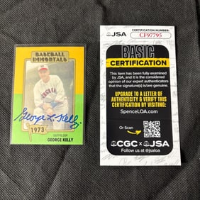 George Kelly Signed Baseball Card, JSA COA