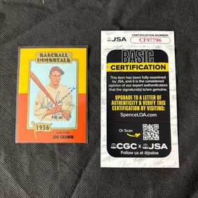 Joe Cronin Signed Baseball Card, JSA COA