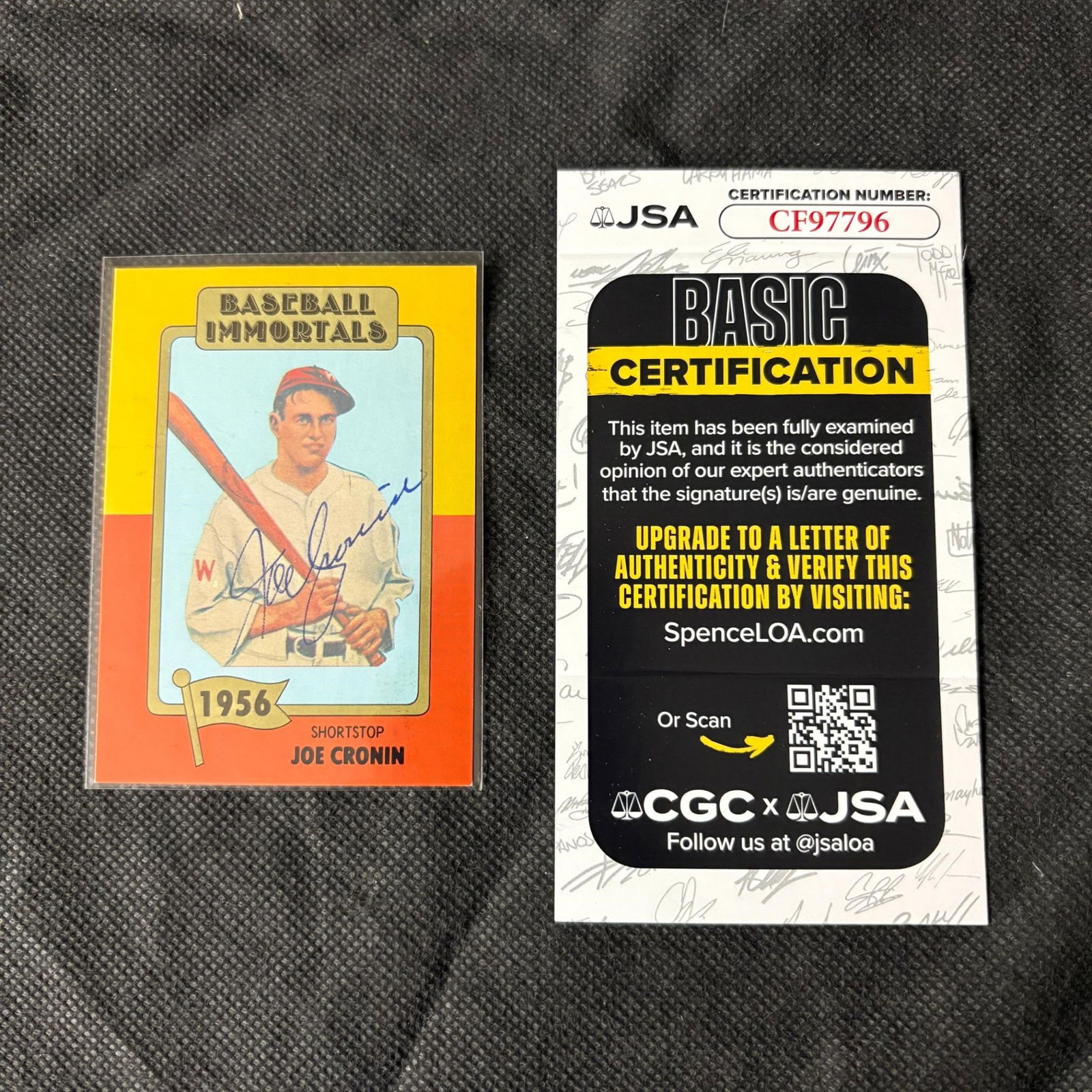 Joe Cronin Signed Baseball Card, JSA COA (1 of 2)