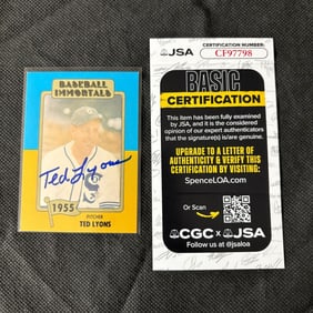 Ted Lyons Signed Baseball Card, JSA COA