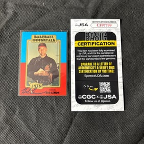 Bob Lemon Signed Baseball Card, JSA COA