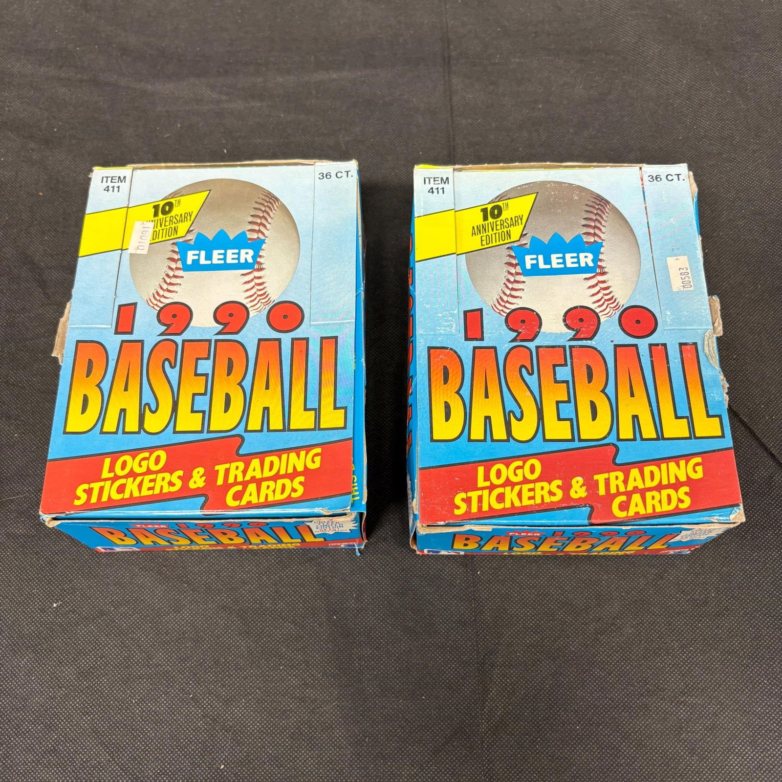 Two 1990 Fleer Wax Pack Boxes, Sealed Packs (1 of 6)