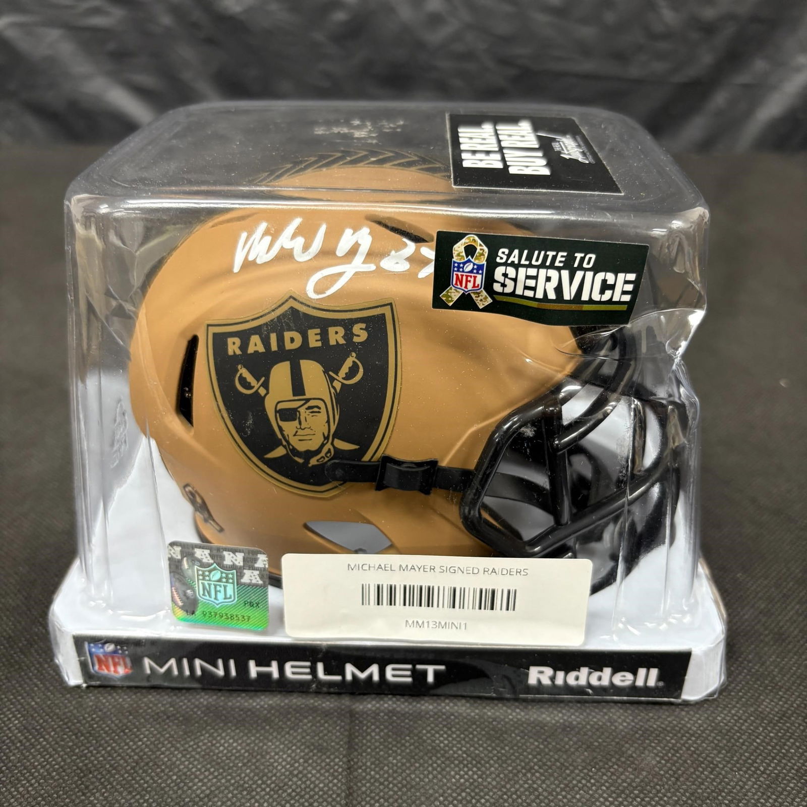 Michael Mayer Sig Raiders Mini Helm, Beckett COA (1 of 5)