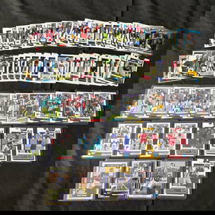 Panini Donruss Football Cards, Chris Moore Rookie: Large lot of Panini Donruss Football Cards from various years. Includes Chris Moore Jersey Rookie Card. Josh Allen Press Proof, Buck Allen Jersey Card, Alec Pierce Rated Rookie, We offer in person or