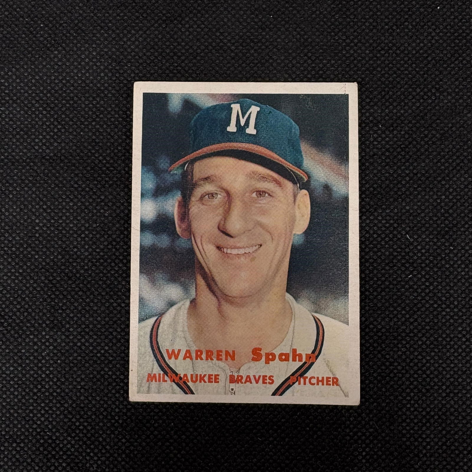 Warren Spahn 1957 Topps Baseball Card (1 of 2)