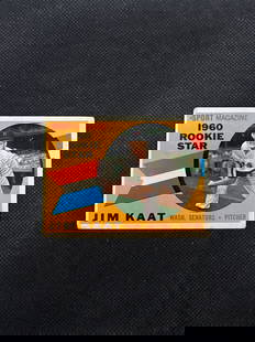 1960 Topps Jim Kaat Rookie Star: 1960 Topps Jim Kaat #136 Rookie Star Baseball Card. We offer in person or virtual previews of auction lots up until the day before the auction. All items are sold as is. Please look at pictures carefu