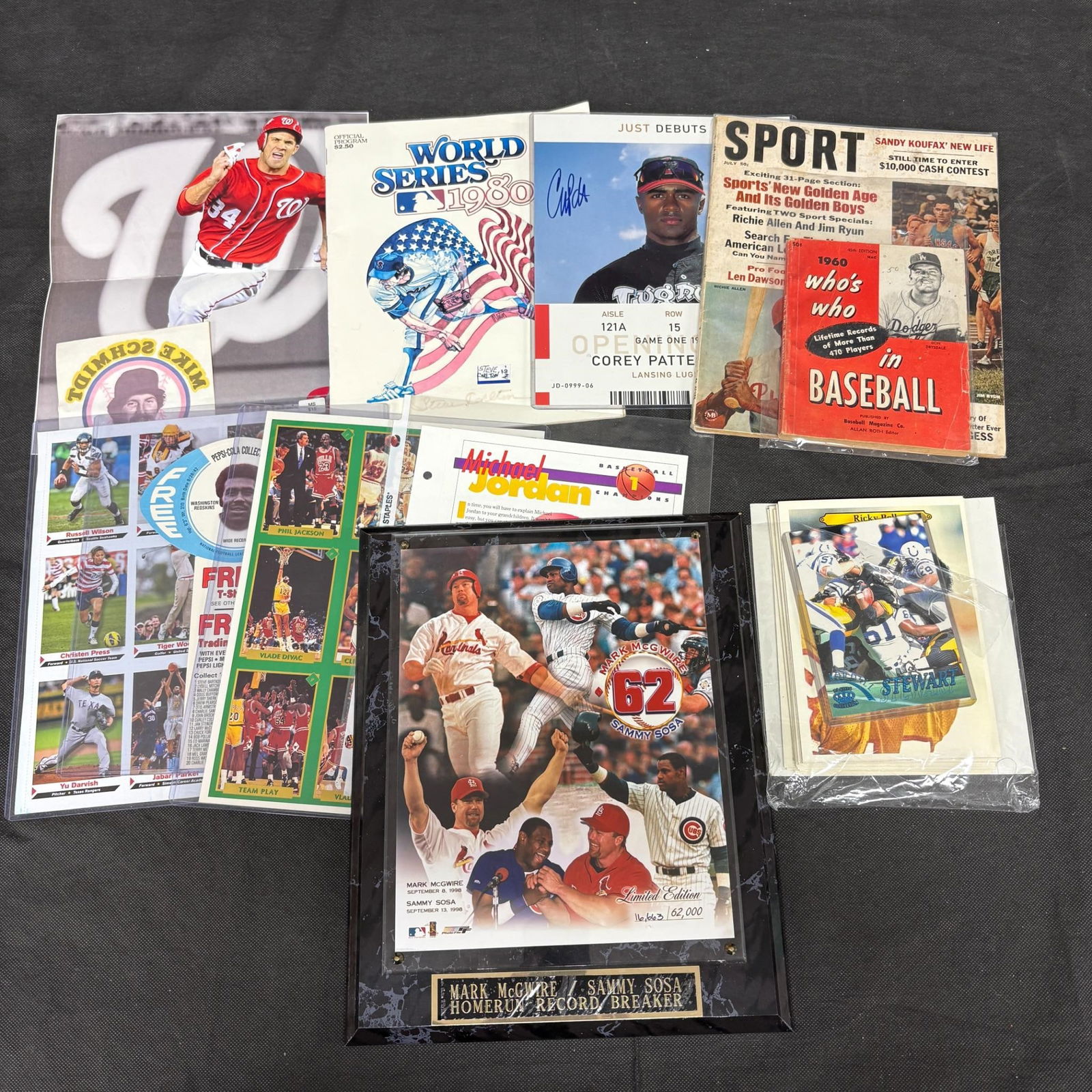 Sports Memorabilia Lot, McGwire Sosa Plaque + (1 of 6)