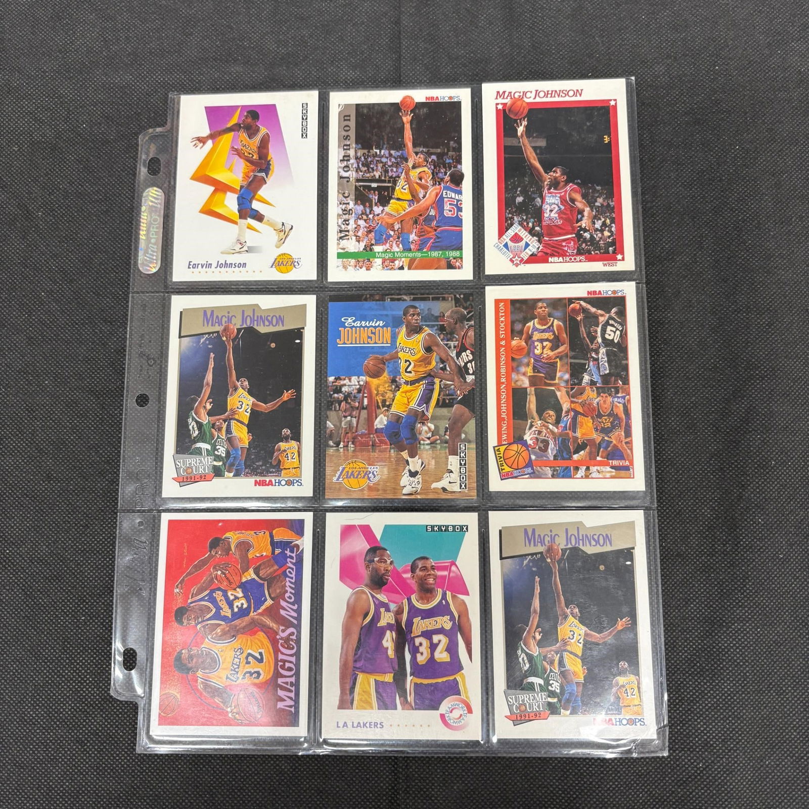 SHEET OF 9 HOF MAGIC JOHNSON CARDS (1 of 2)