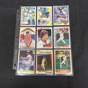 SHEET OF 9 HOF JIM PALMER CARDS