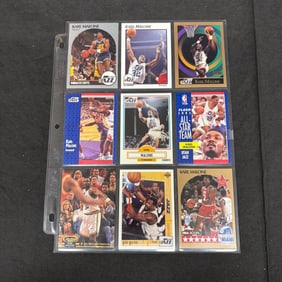 SHEET OF 9 HOF KARL MALONE CARDS