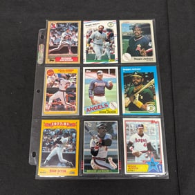 SHEET OF 9 HOF REGGIE JACKSON CARDS