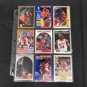 SHEET OF 9 HOF AKEEM OLAJUWON CARDS