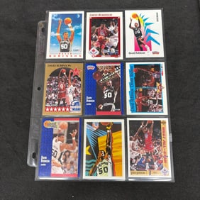 SHEET OF 9 HOF DAVID ROBINSON CARDS