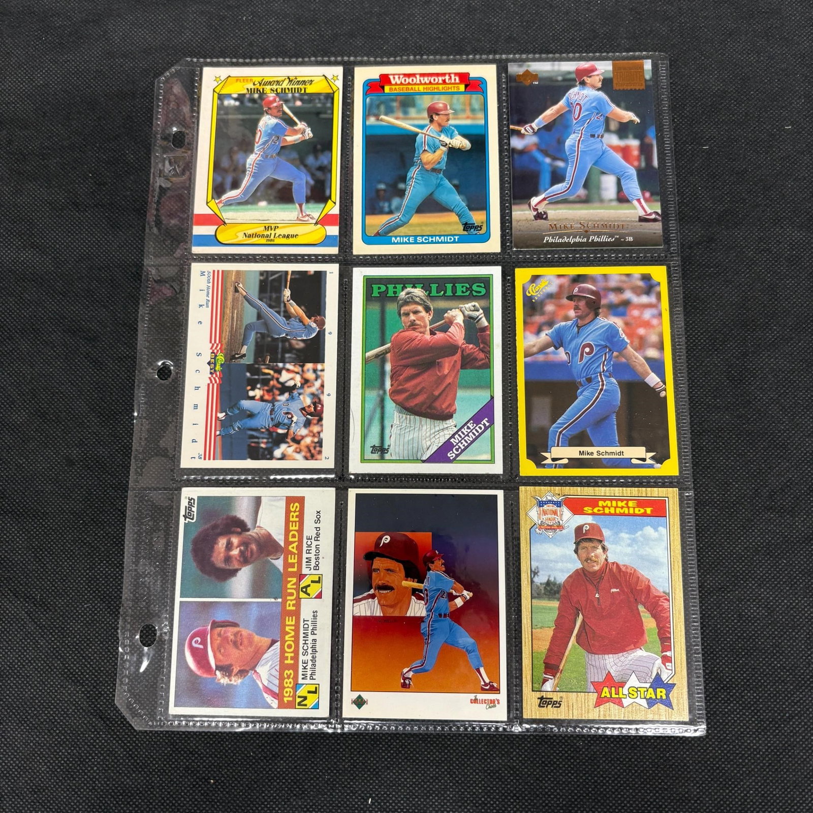 SHEET OF 9 HOF MIKE SCHMIDT CARDS: We offer in person or virtual previews of auction lots up until the day before the auction. All items are sold as is. Please look at pictures carefully to determine what you believe are the condition 